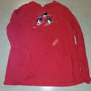 Red long sleeve penguin top XXL